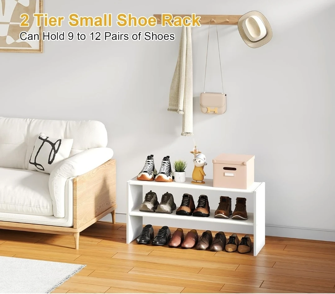 2 Tier Small White Shoe Rack Organizer - photo 4