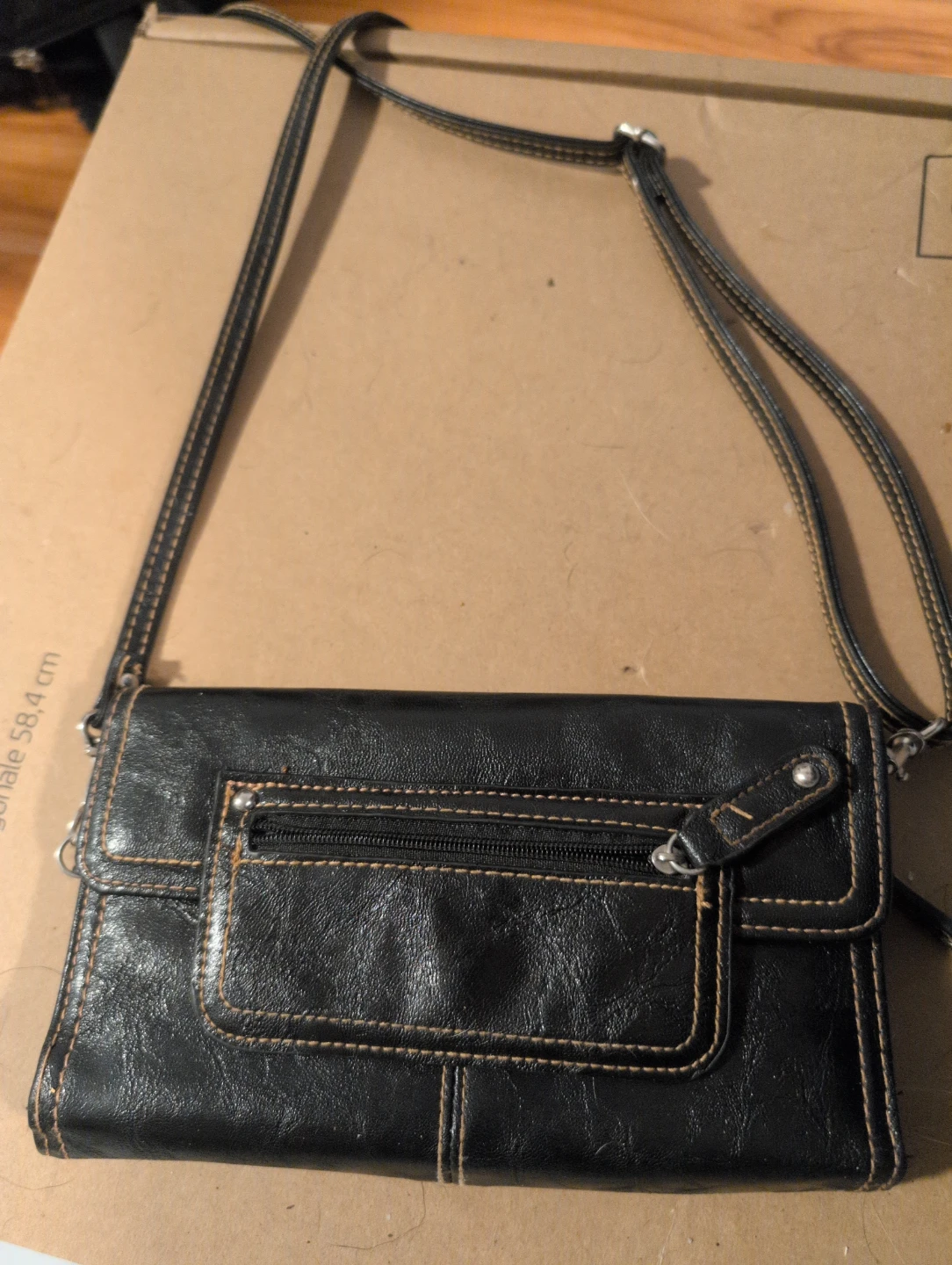 Black Clutch Wallet with Shoulder Strap - photo 2