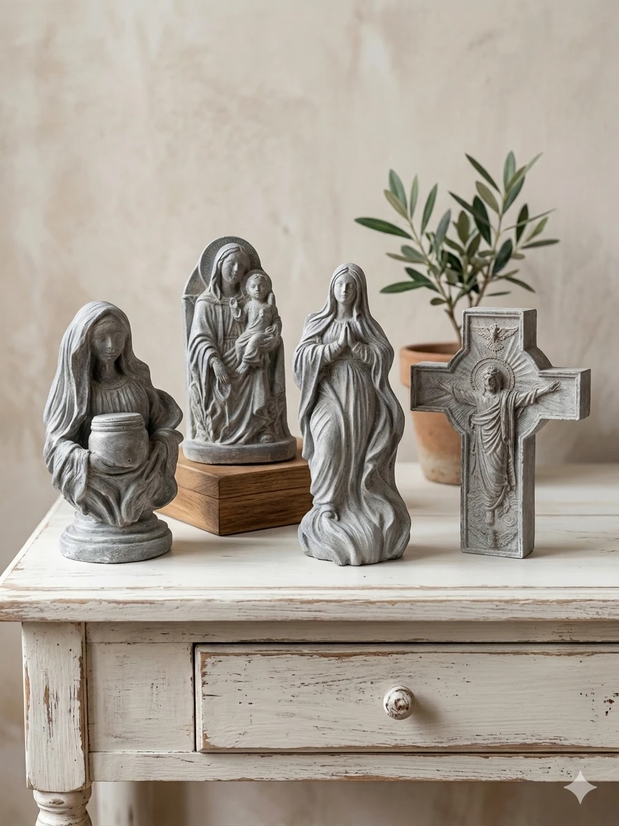 Religious Figurine Set with Cross