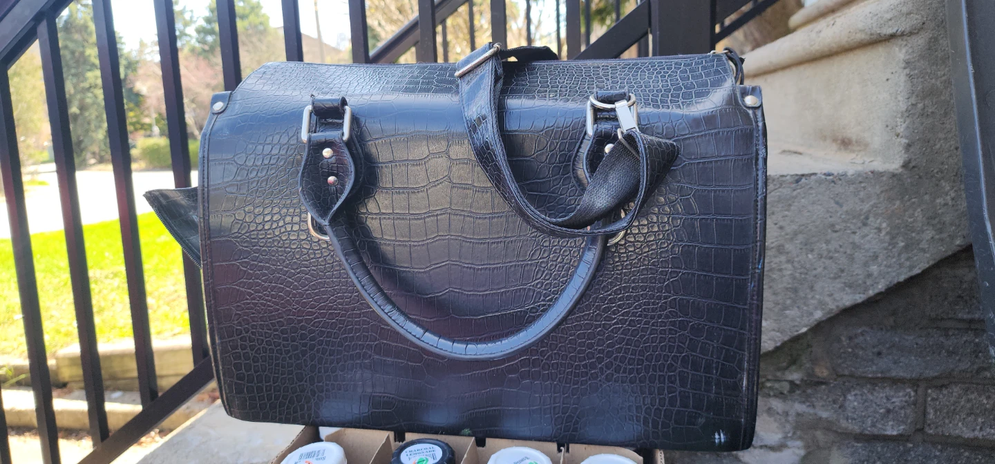 Foh Carrier Bag Black Faux Croc Bag