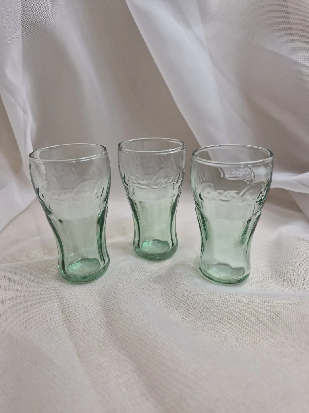 Set of 3 Vintage Green Glass Mini 3 1/2" Coca-Cola Glass - photo 2
