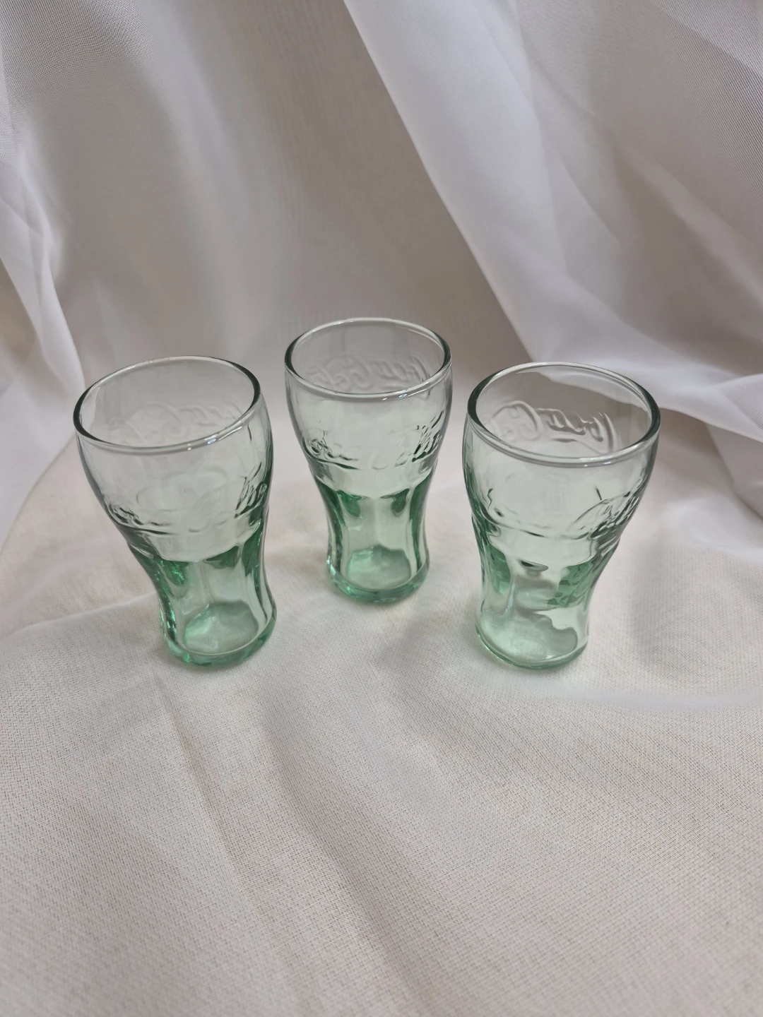 Set of 3 Vintage Green Glass Mini 3 1/2" Coca-Cola Glass - photo 3
