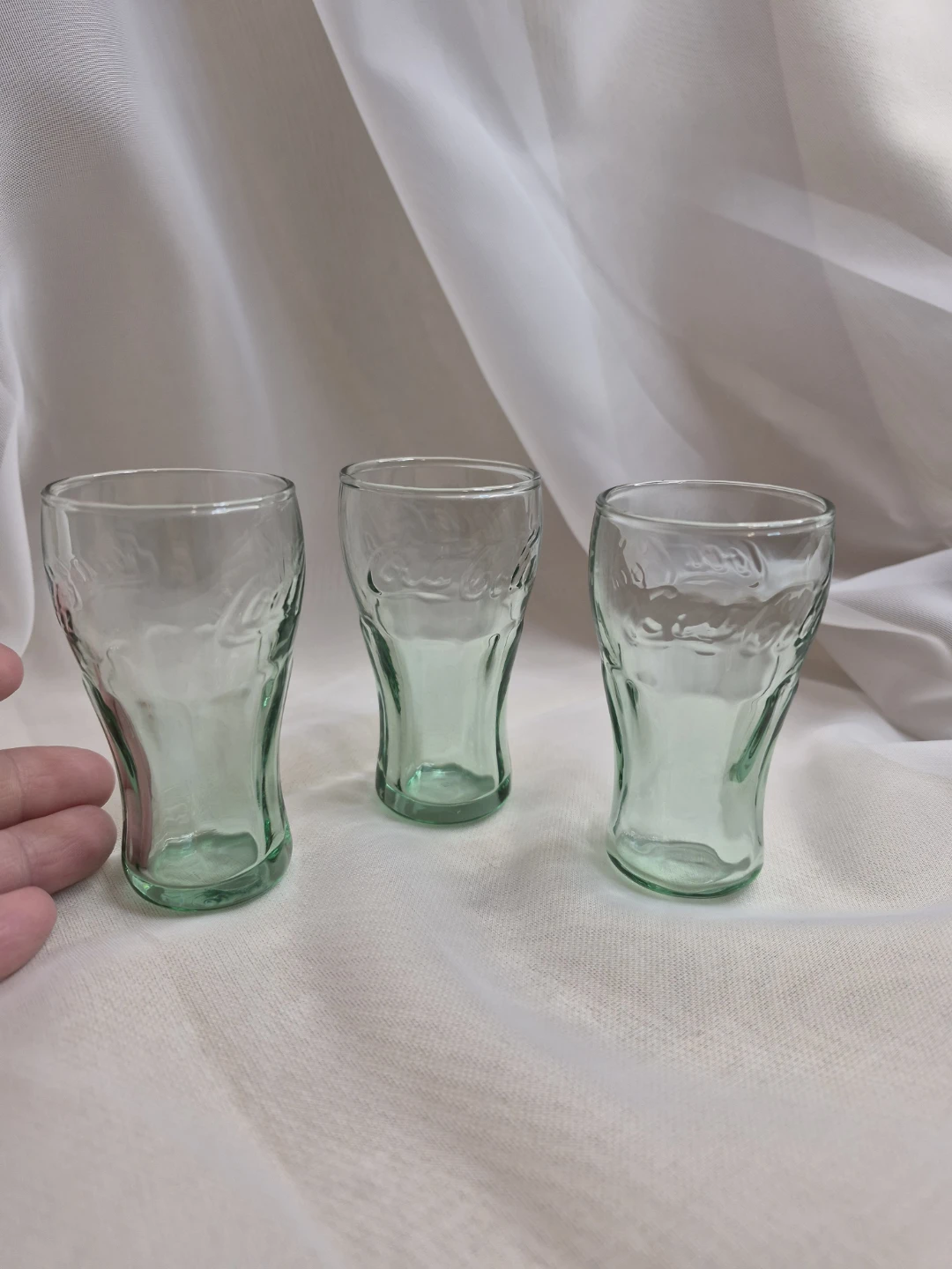 Set of 3 Vintage Green Glass Mini 3 1/2" Coca-Cola Glass - photo 4