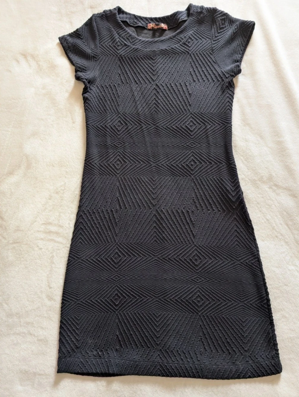 Nave Blue Textured Geometric Dress