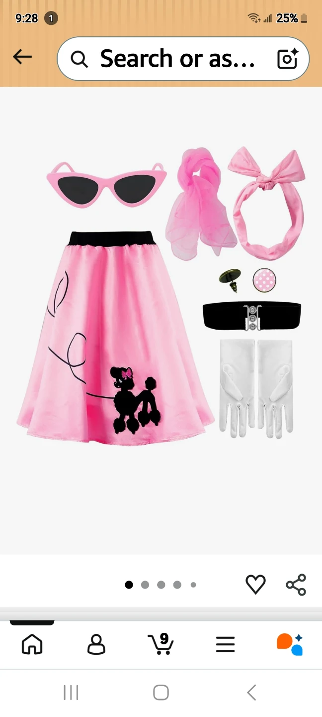 Pink Poodle Skirt Costume Set with Accessories