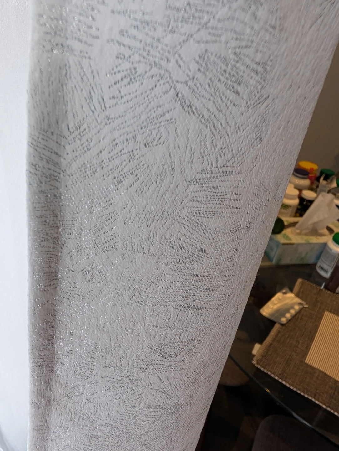 White Curtains with Silver Pattern - photo 3