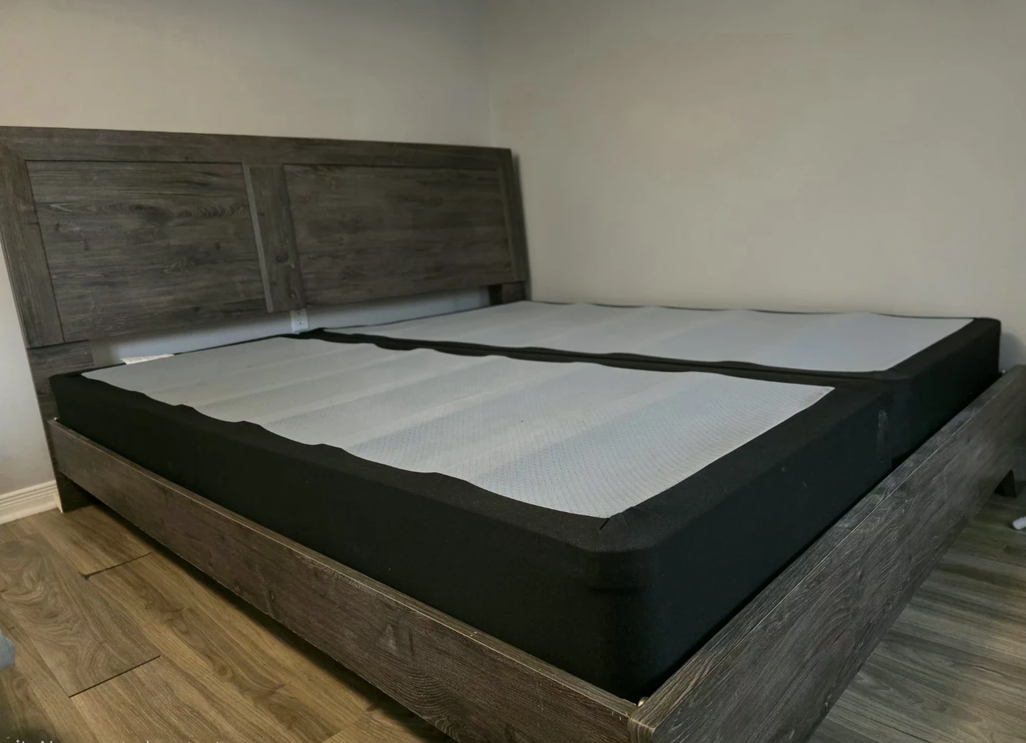 King Size Bed Frame with Headboard and a  mattress