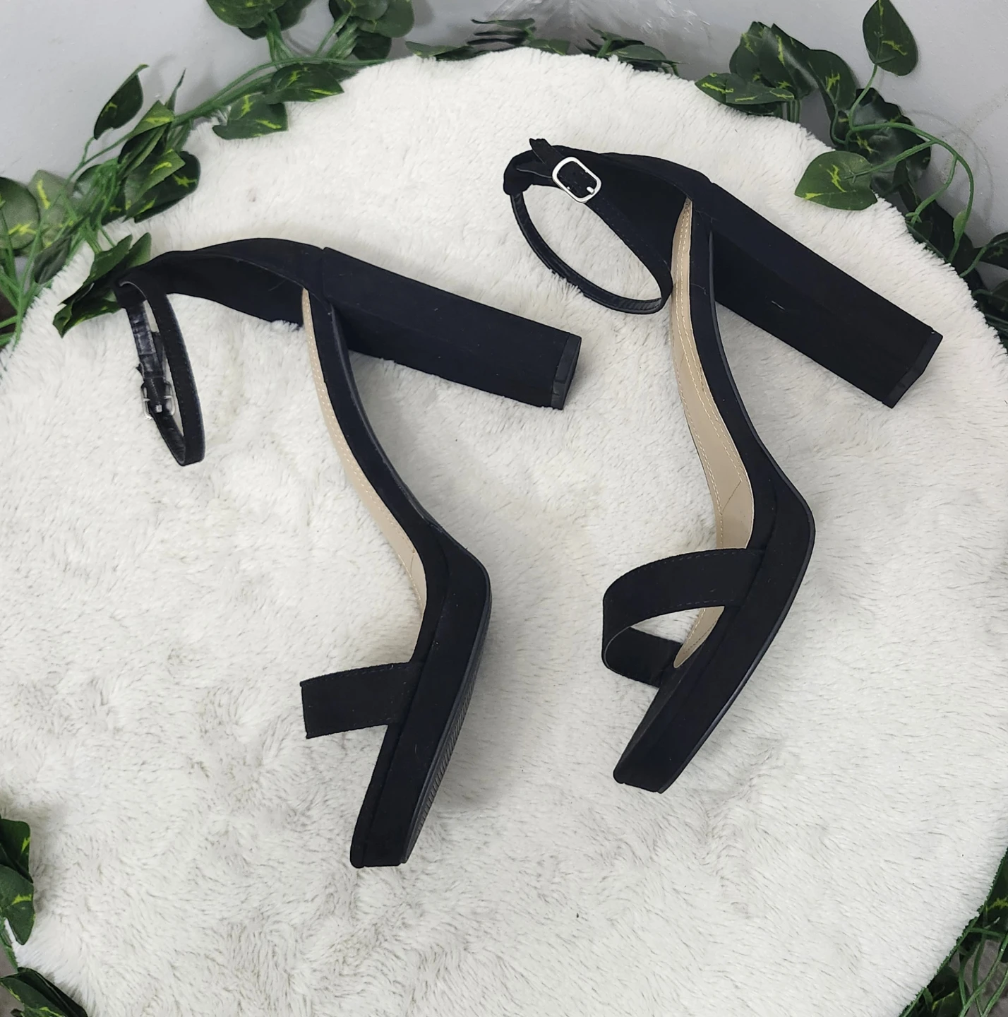 Fashion Nova Black Suede Block Heels