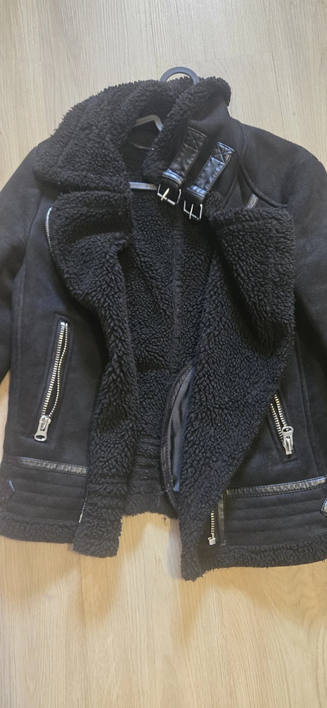 Black Faux Suede Sherpa Jacket - photo 2