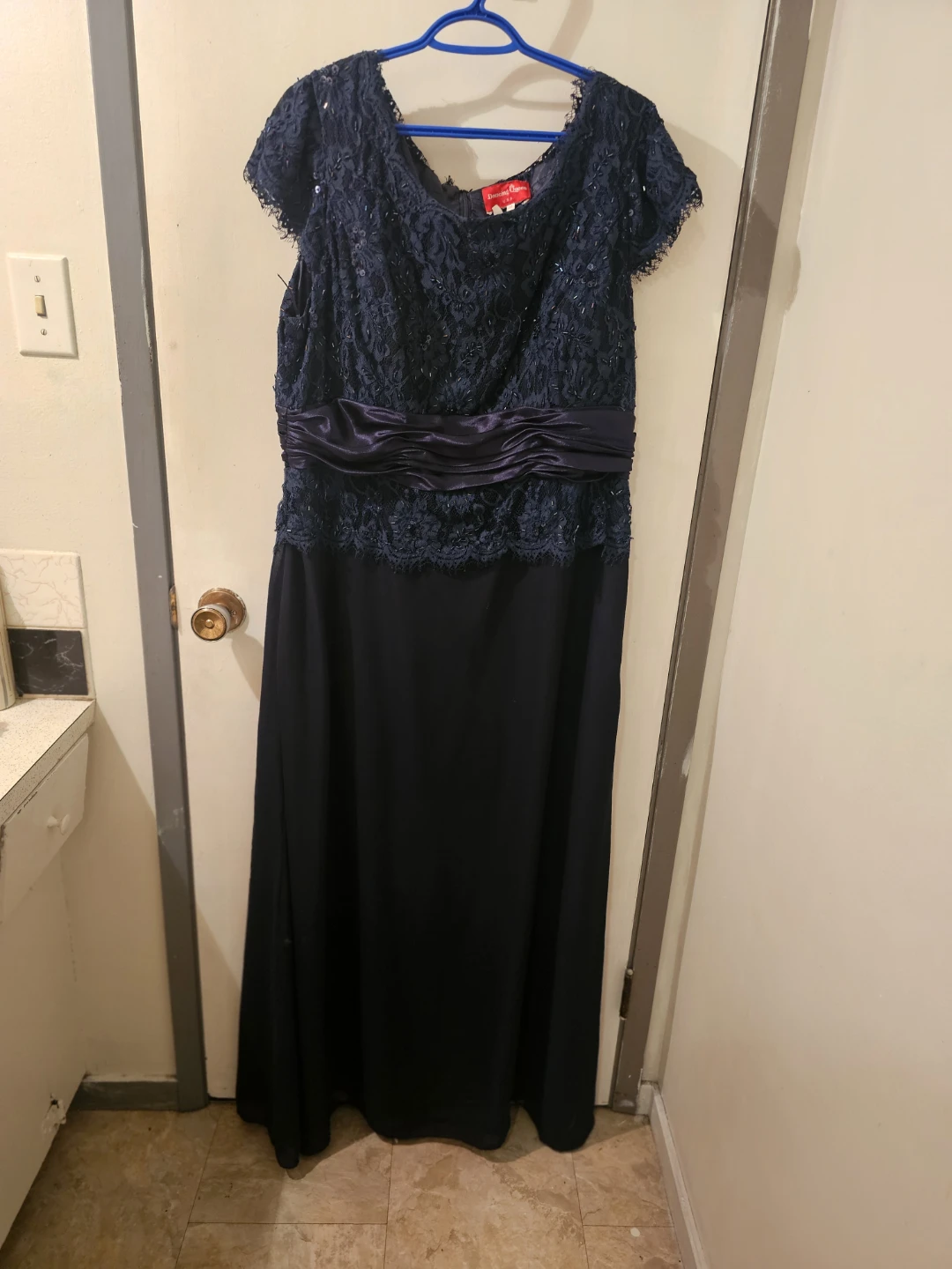 Dancing Queen Navy Blue Lace Maxi Dress