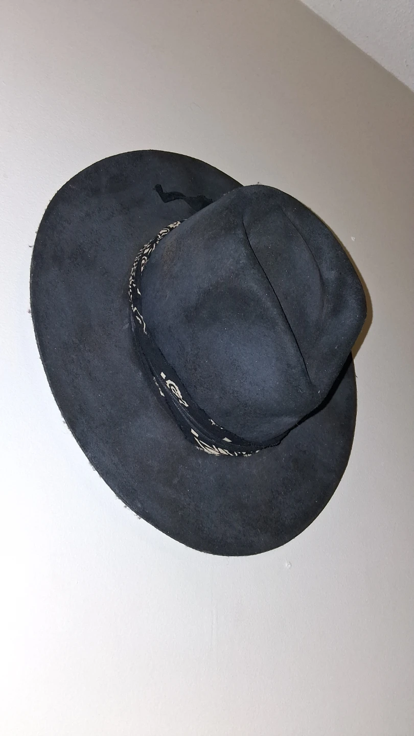 Black "Other UK" Brand Cowboy Hat with Bandana Trim - photo 4
