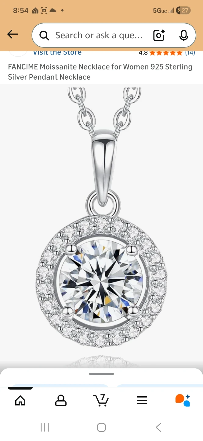 Moissanite Necklace for Women 925 Sterling Silver Pendant