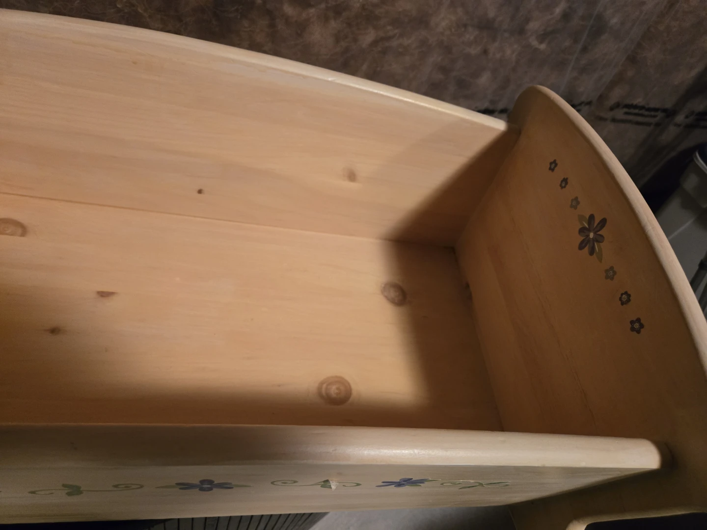 Wooden Doll Cradle with removable flower decals - photo 3