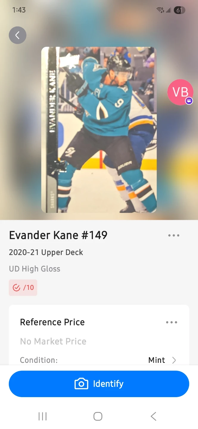 Evander Kane #149 2020-21 Upper Deck UD High Gloss Hockey Card