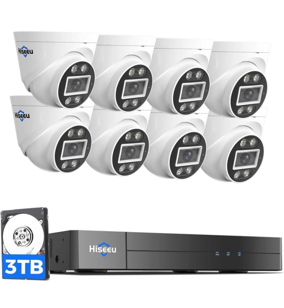 Hiseeu 8 Channel Security Camera System with 3TB Hard Drive