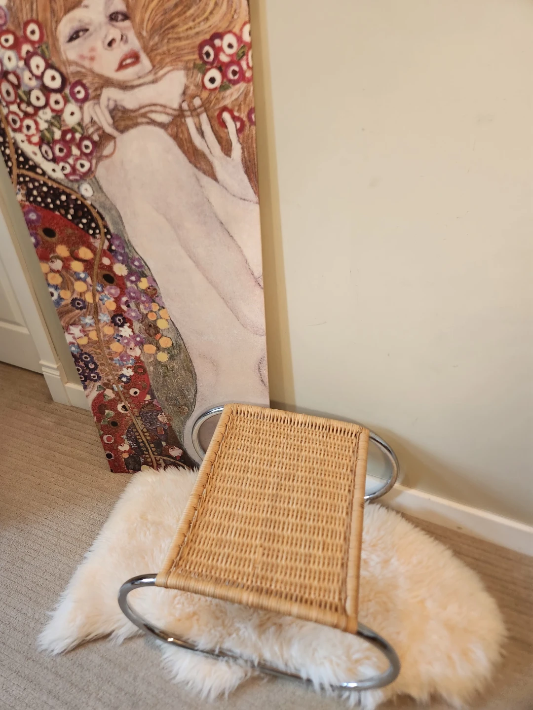 Wicker and Chrome Accent Stool - photo 3