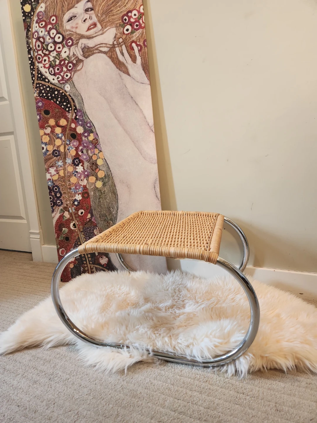 Wicker and Chrome Accent Stool - photo 5