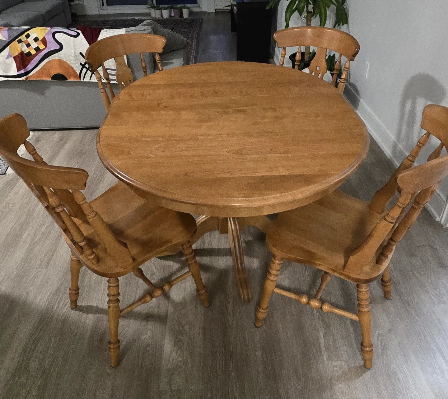 Wooden Dining Table with 4 Chairs