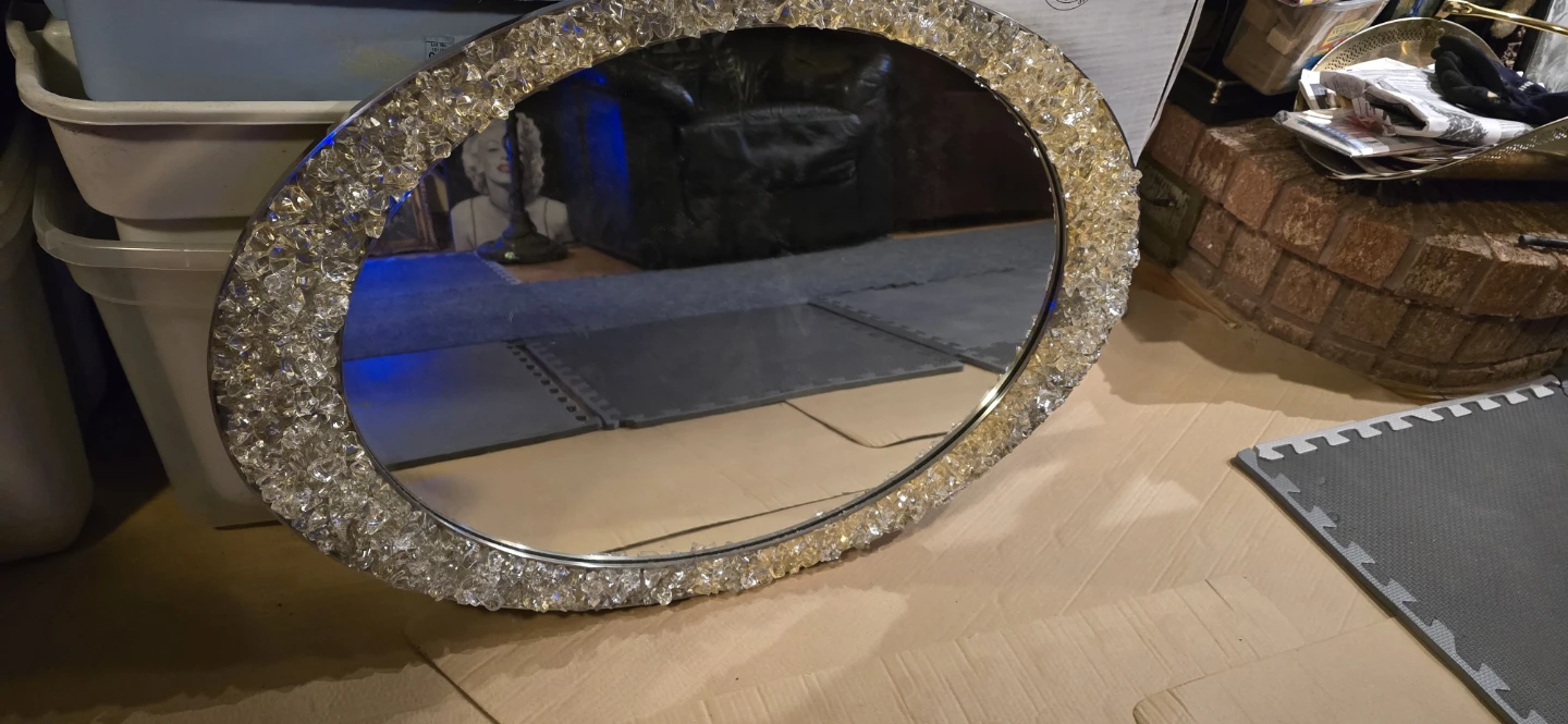 Oval Mirror with Crystal Embellished Frame