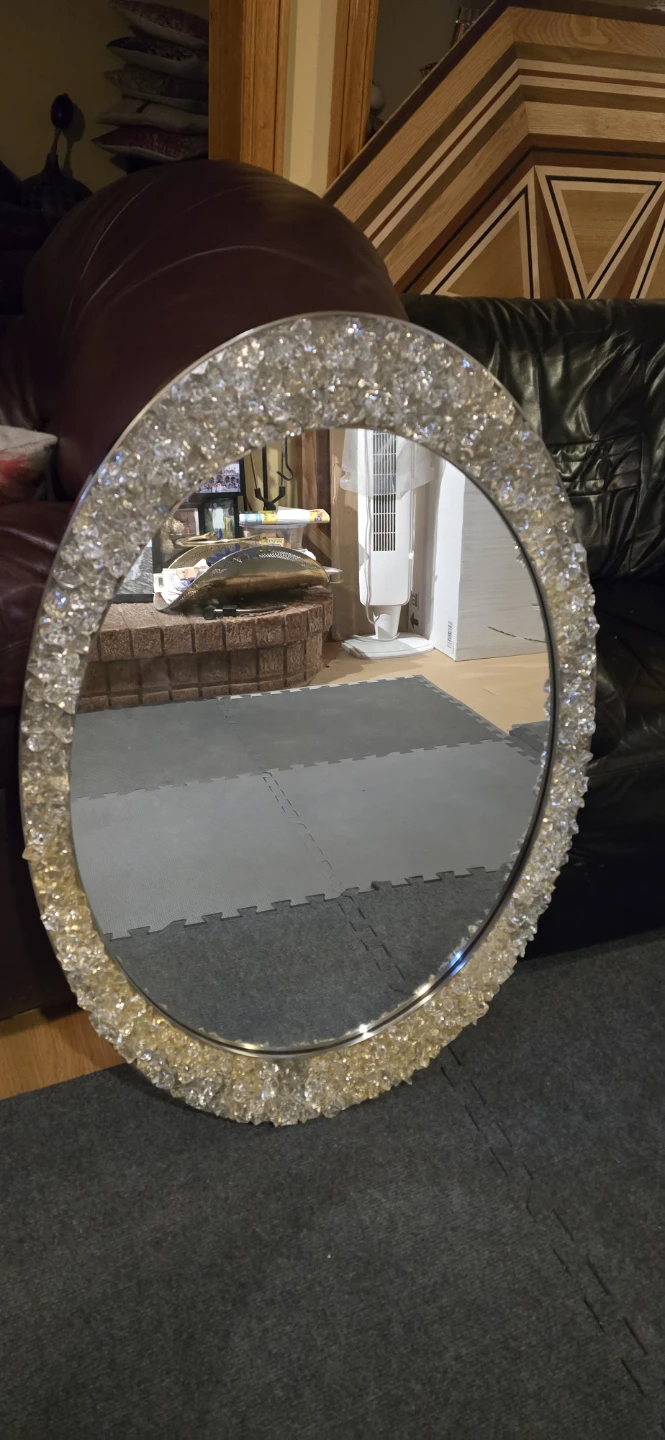 Oval Mirror with Crystal Embellished Frame - photo 2