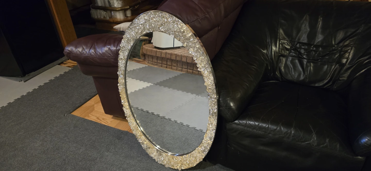 Oval Mirror with Crystal Embellished Frame - photo 3