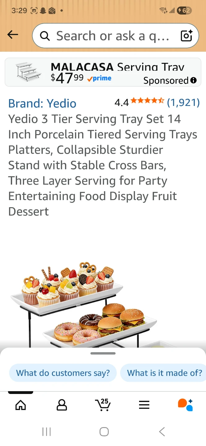 Yedio 3 Tier Serving Tray Set 14 Inch Platters - photo 3