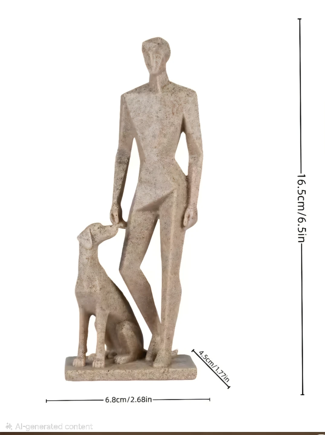 Fine Man & Dog Sculpture – Stone-Finish Figurine *new - photo 4