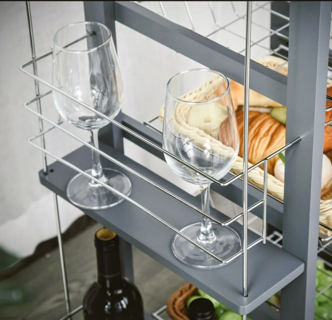 🏆 🏆 Grey Kitchen Cart with Drawer and 4 Baskets - photo 2