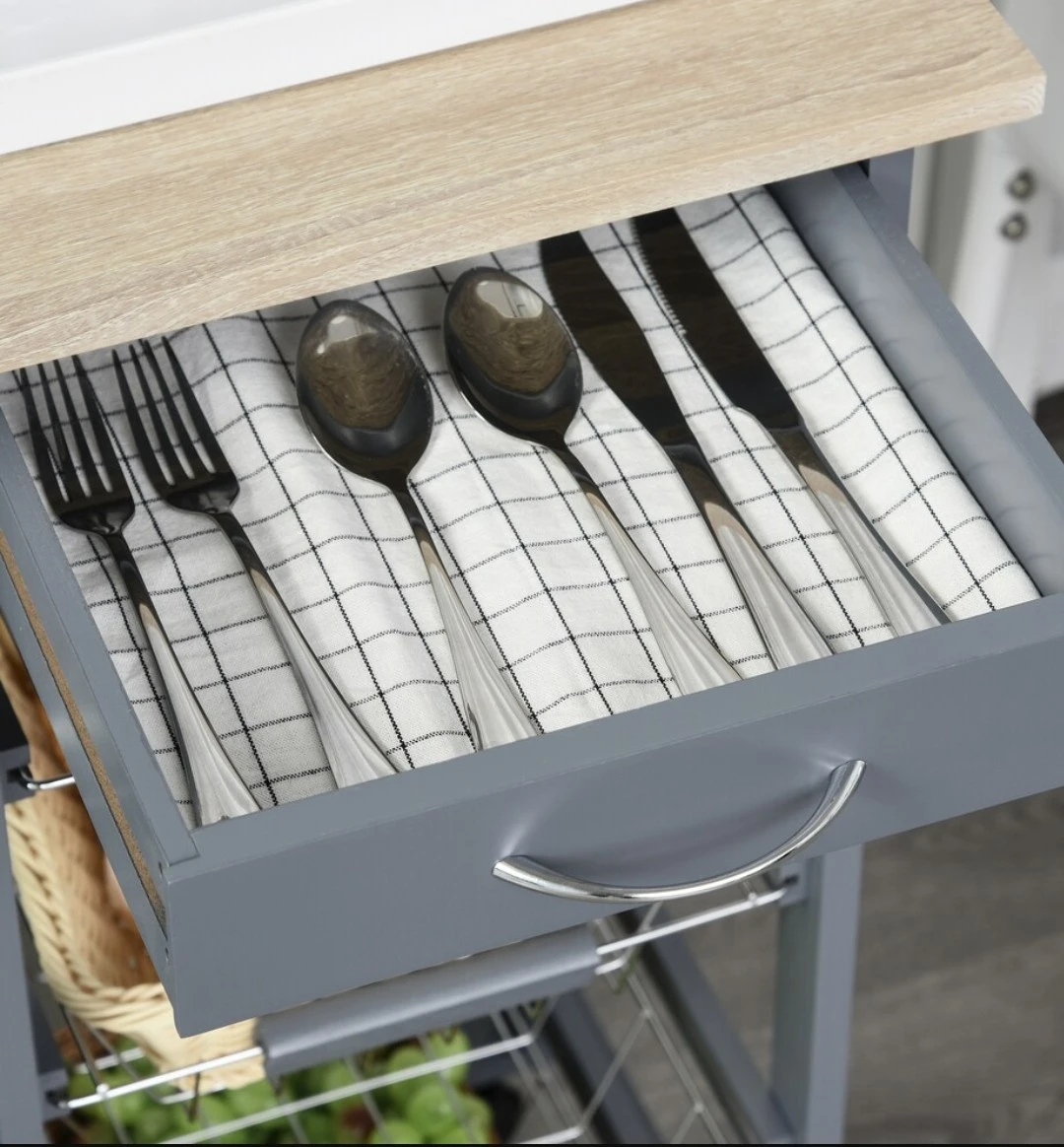 🏆 🏆 Grey Kitchen Cart with Drawer and 4 Baskets - photo 3