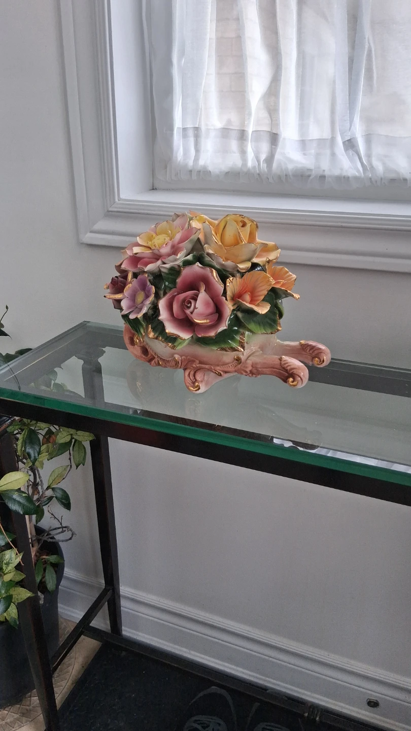 Vintage Ceramic Flower Arrangement Basket - photo 3