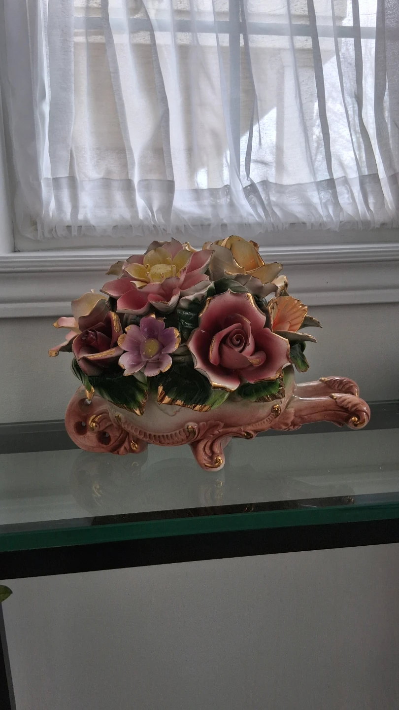 Vintage Ceramic Flower Arrangement Basket
