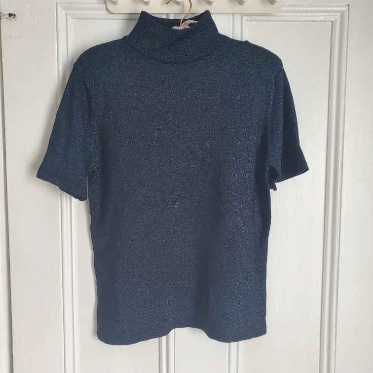 Vintage Jessica Navy Sparkly Turtleneck T-Shirt