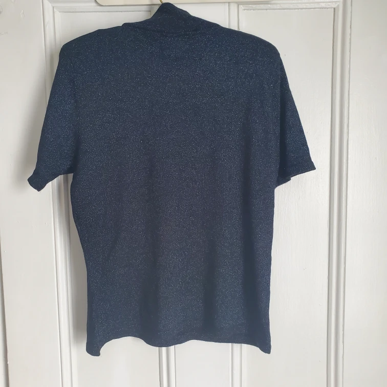 Vintage Jessica Navy Sparkly Turtleneck T-Shirt - photo 3