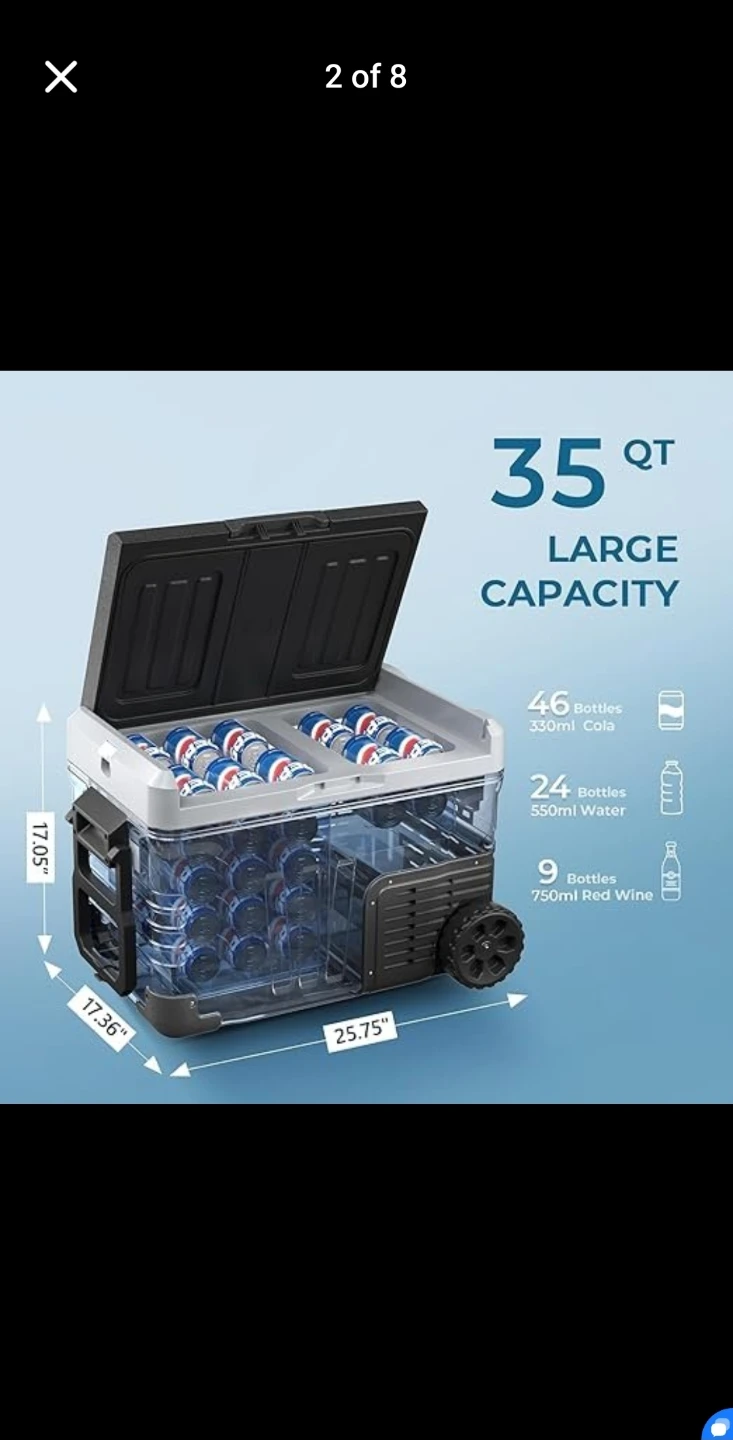 EUHOMY 12 Volt Refrigerator, 35QT Dual Zone Electric Cooler - photo 3