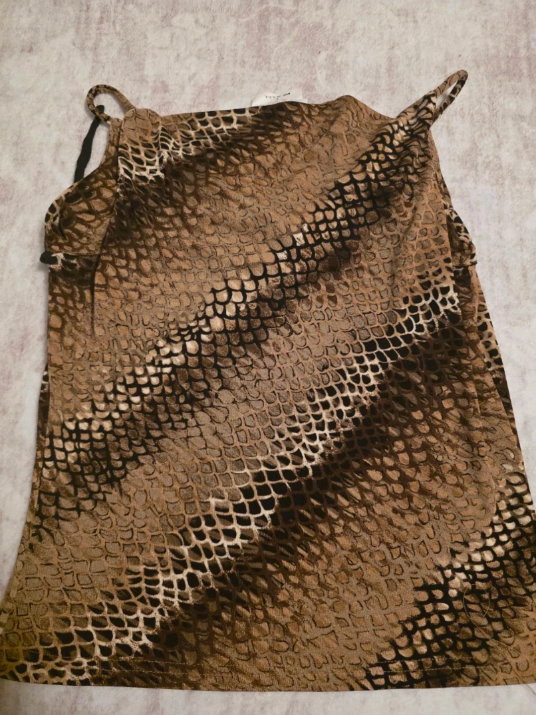 A. Byer Women's Brown Snake Print Cowl Neck Tank Top - photo 2