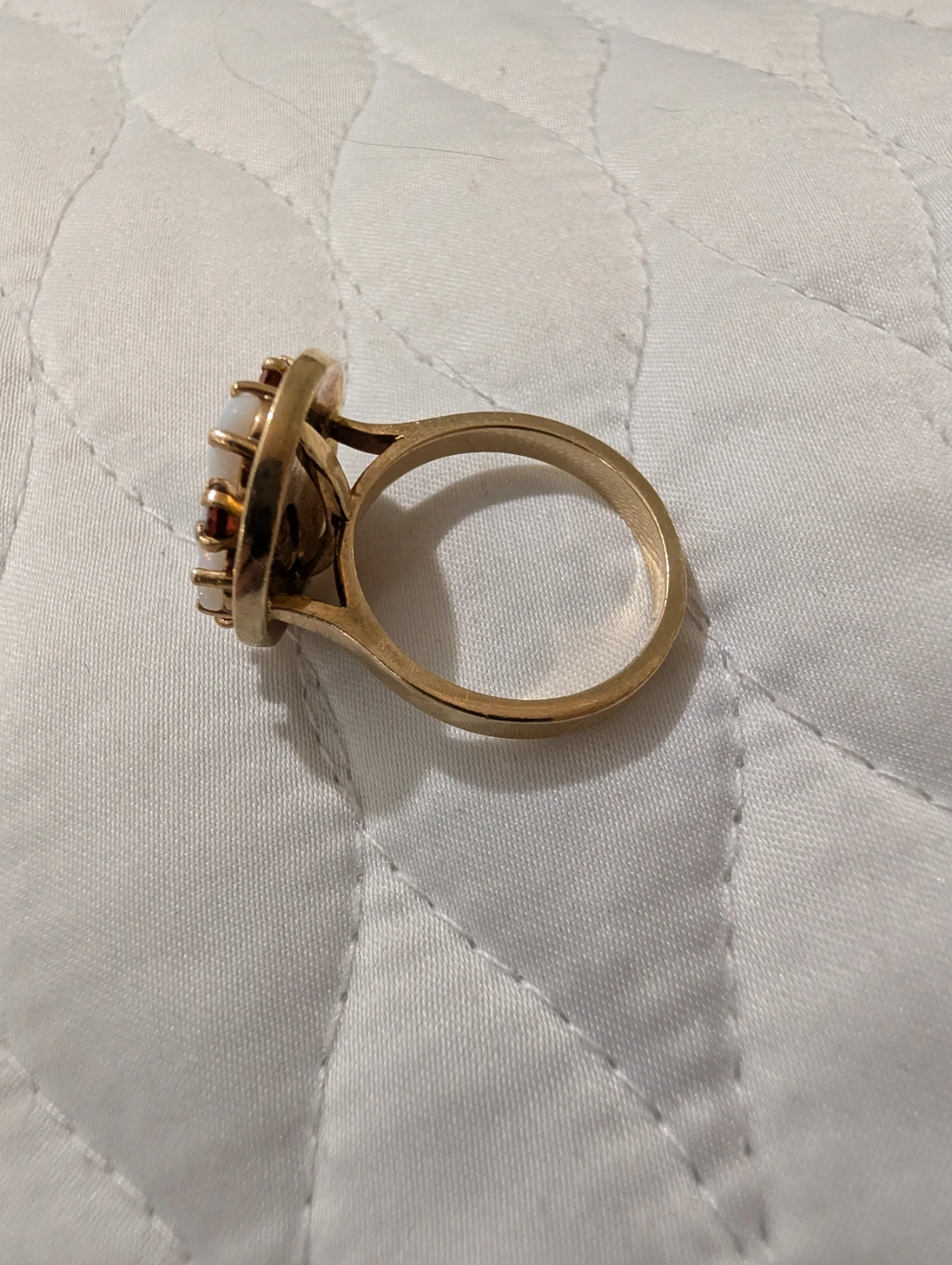 Gold Opal and Garnet Ring