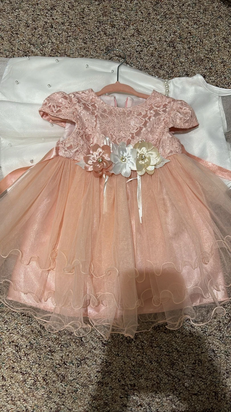 Girls Pink Lace Flower Dress Size 2