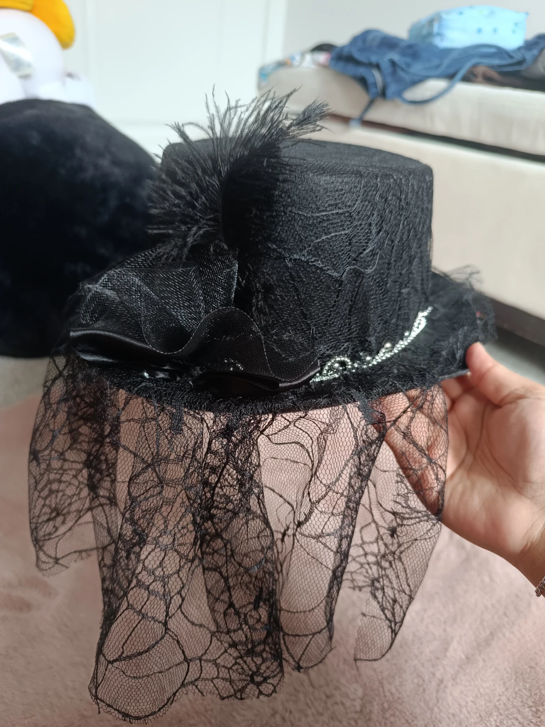 Black Gothic Top Hat with Veil - photo 2