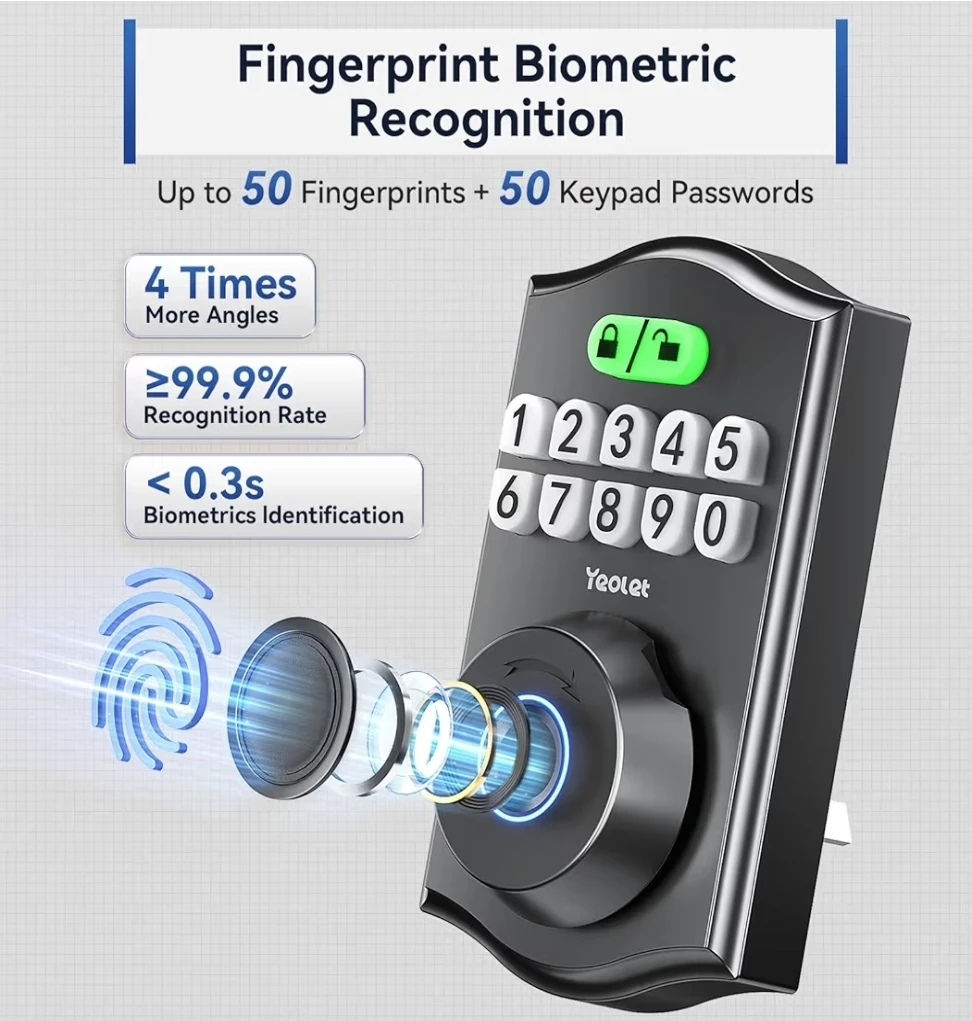 Yeolax Smart Door Lock with Keypad and Fingerprint - photo 2