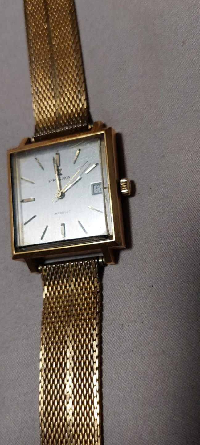 Prisma Gold Tone Square Watch