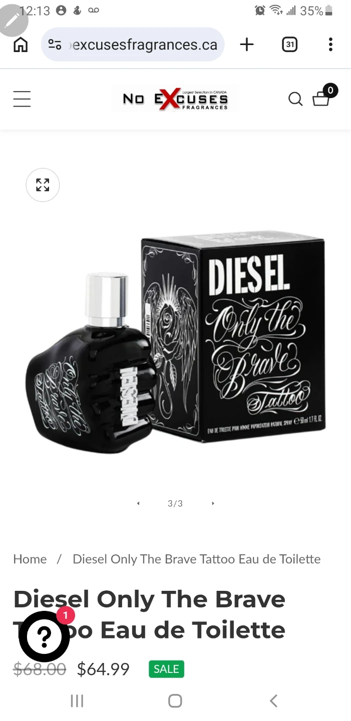 Brand new Diesel Only the Brave Tattoo 35ml