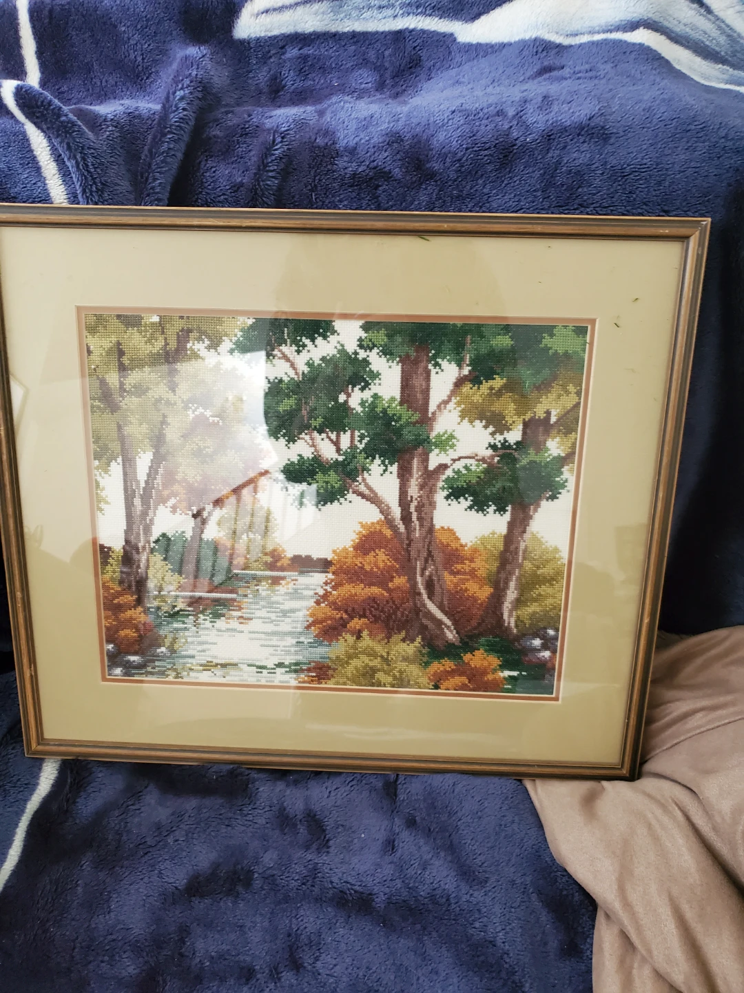 Framed Cross-Stitch Landscape Art