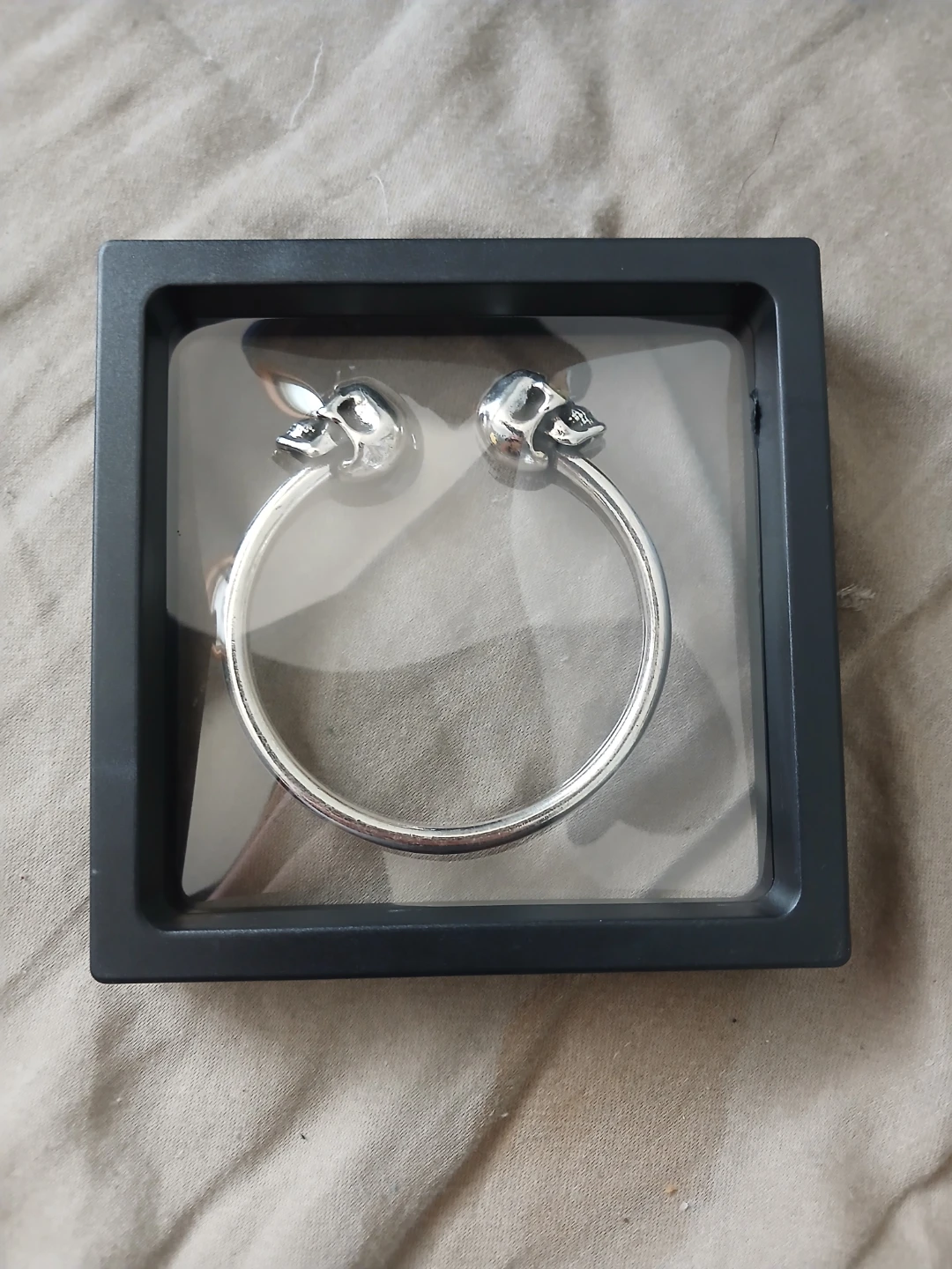 925 Silver Skull Bangle Bracelet