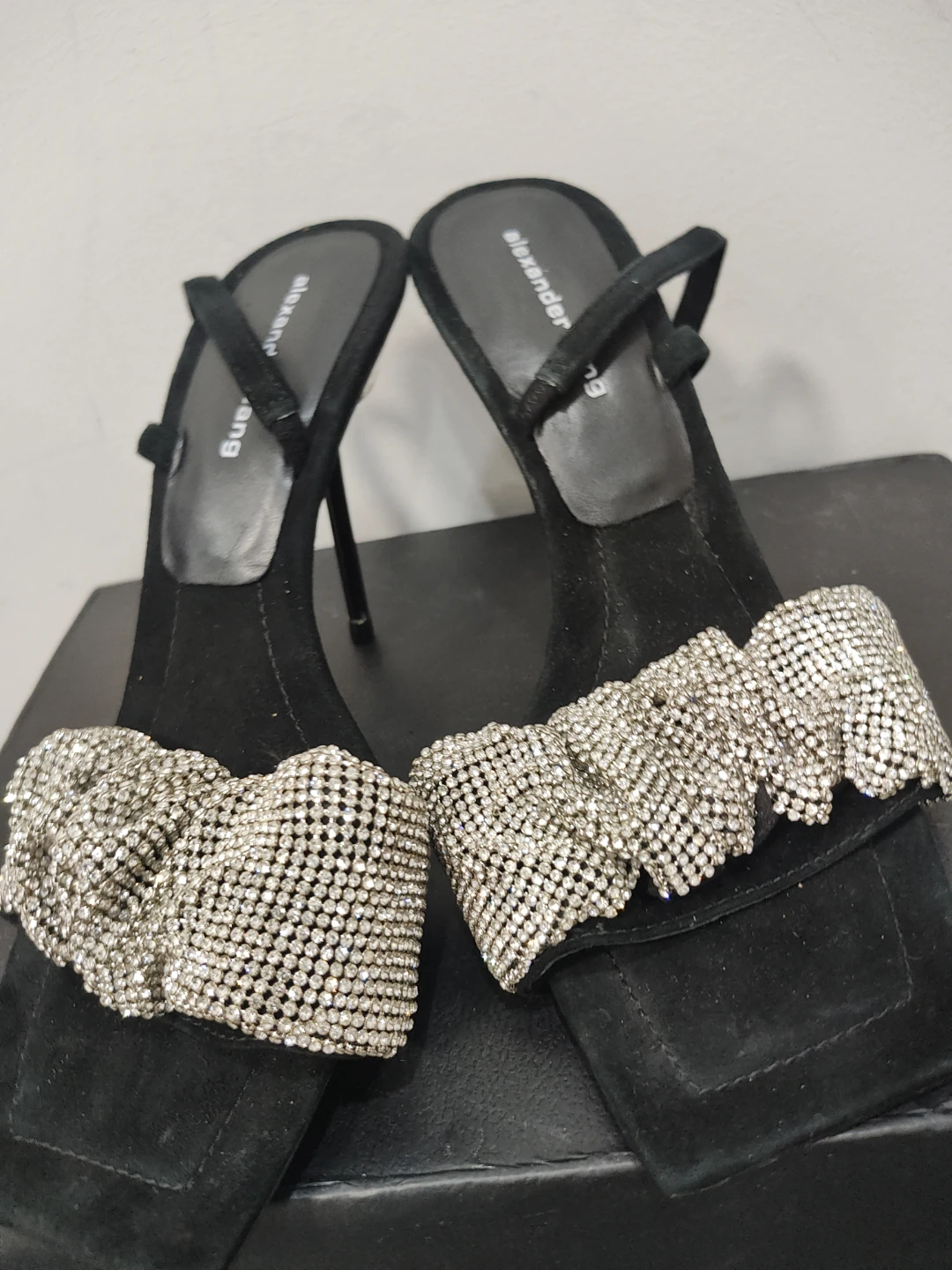 Alexander Wang Black Suede Embellished Heeled Sandals - photo 2