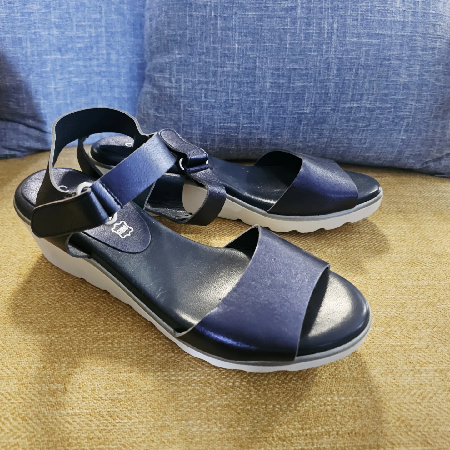 Carla Moss Blue Wedge Sandals Size 39