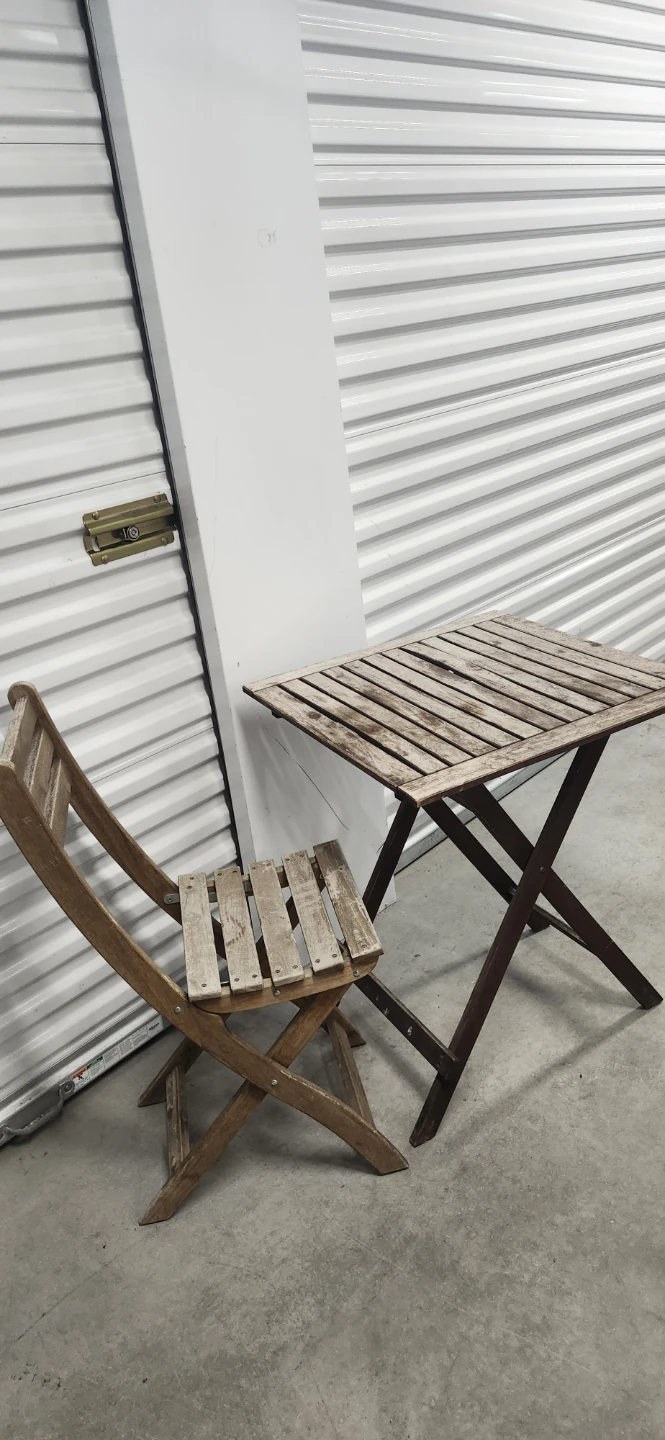 Foldable outdoor table with chair