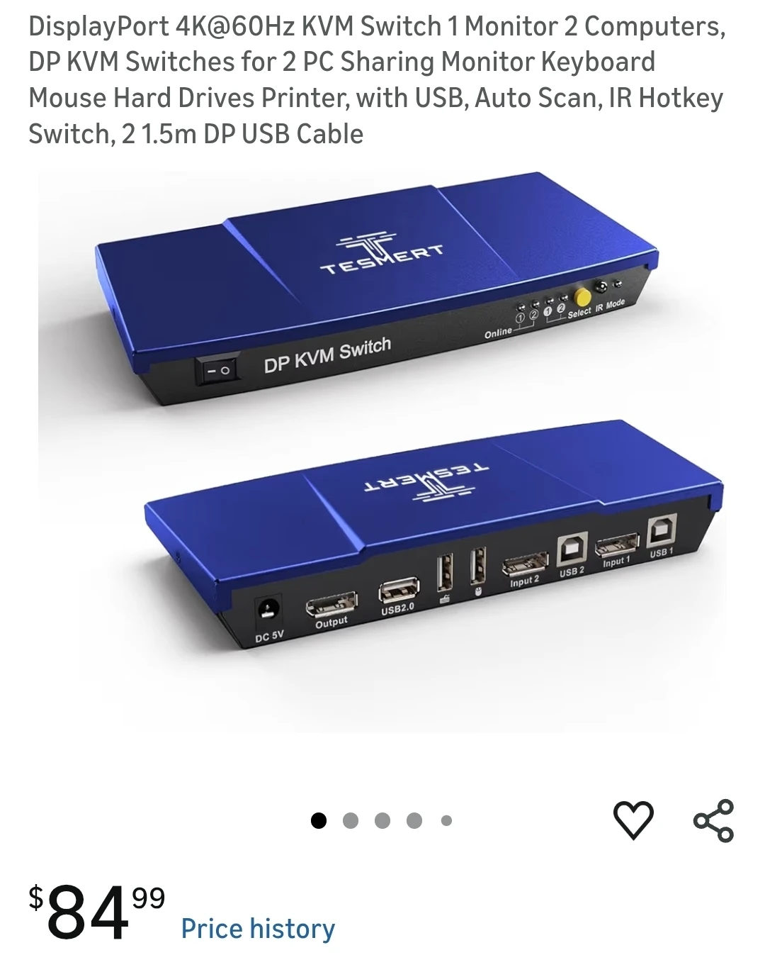 DisplayPort KVM Switch - 2 Computers, 1 Monitor