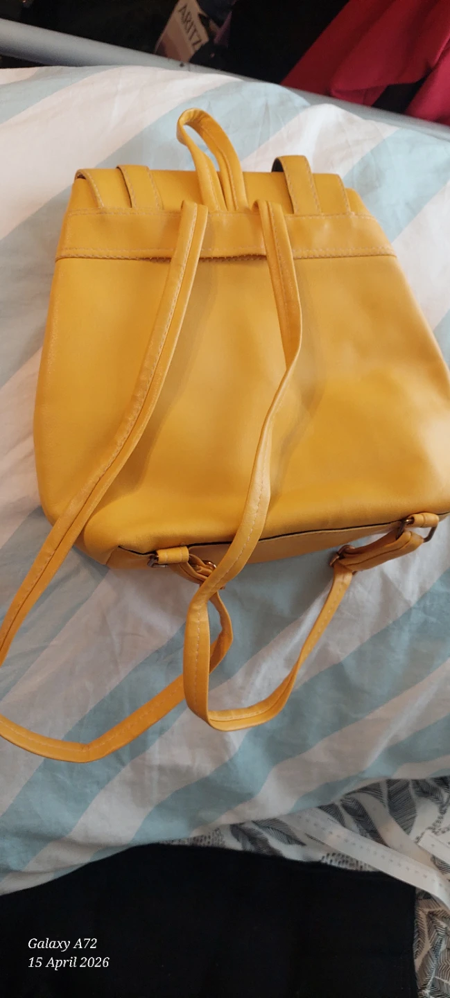 Yellow Faux Leather Backpack - photo 2