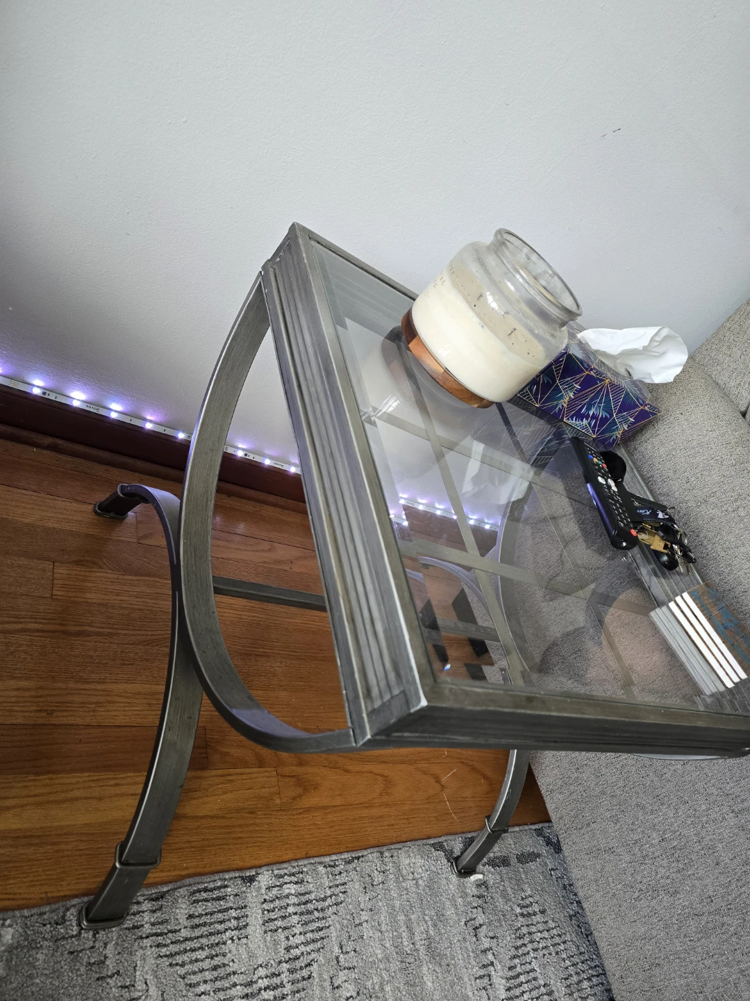 Glass Top End Table with Metal Frame - photo 5