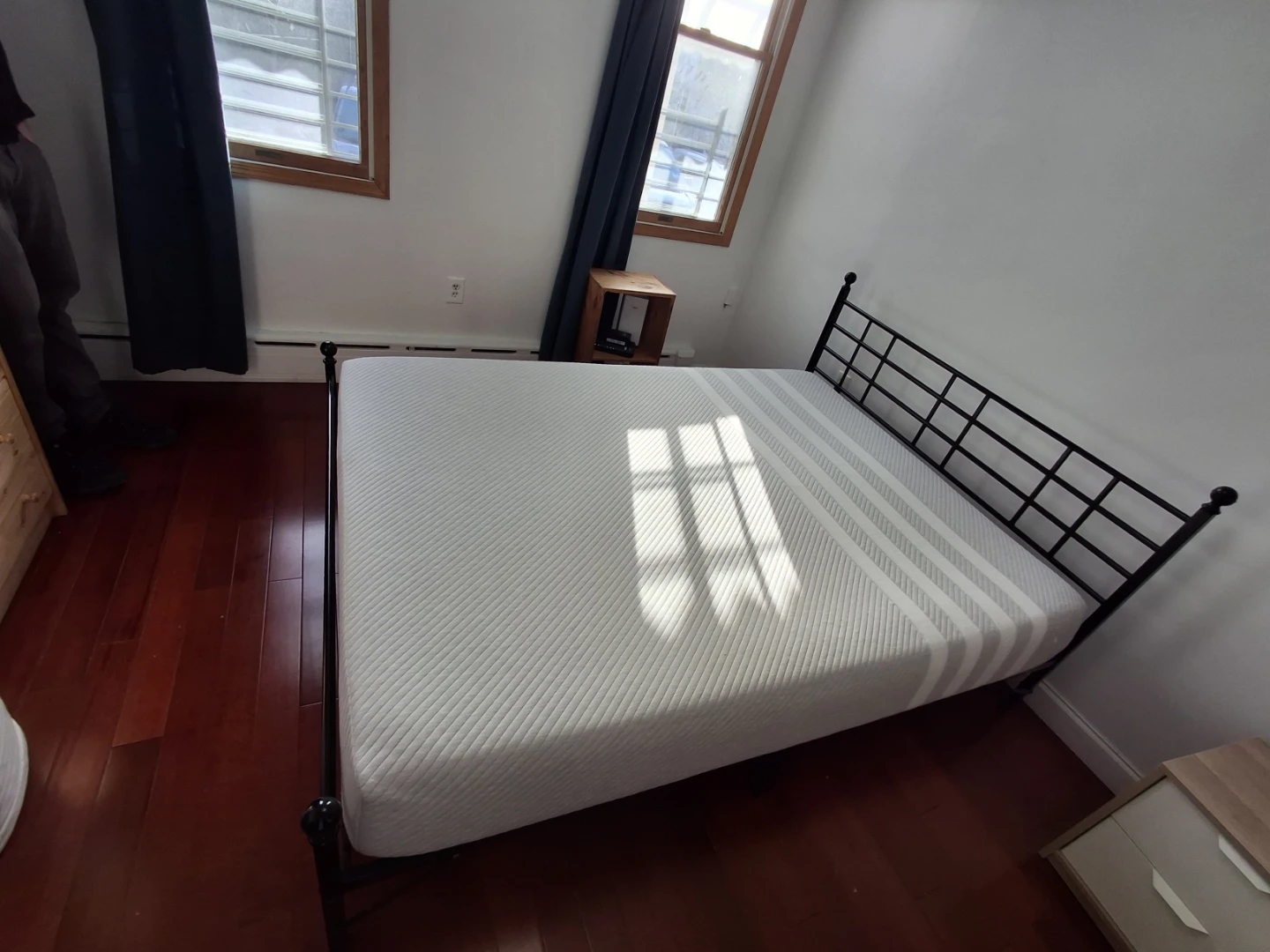 Free Queen Mattress with Black Metal Bed Frame